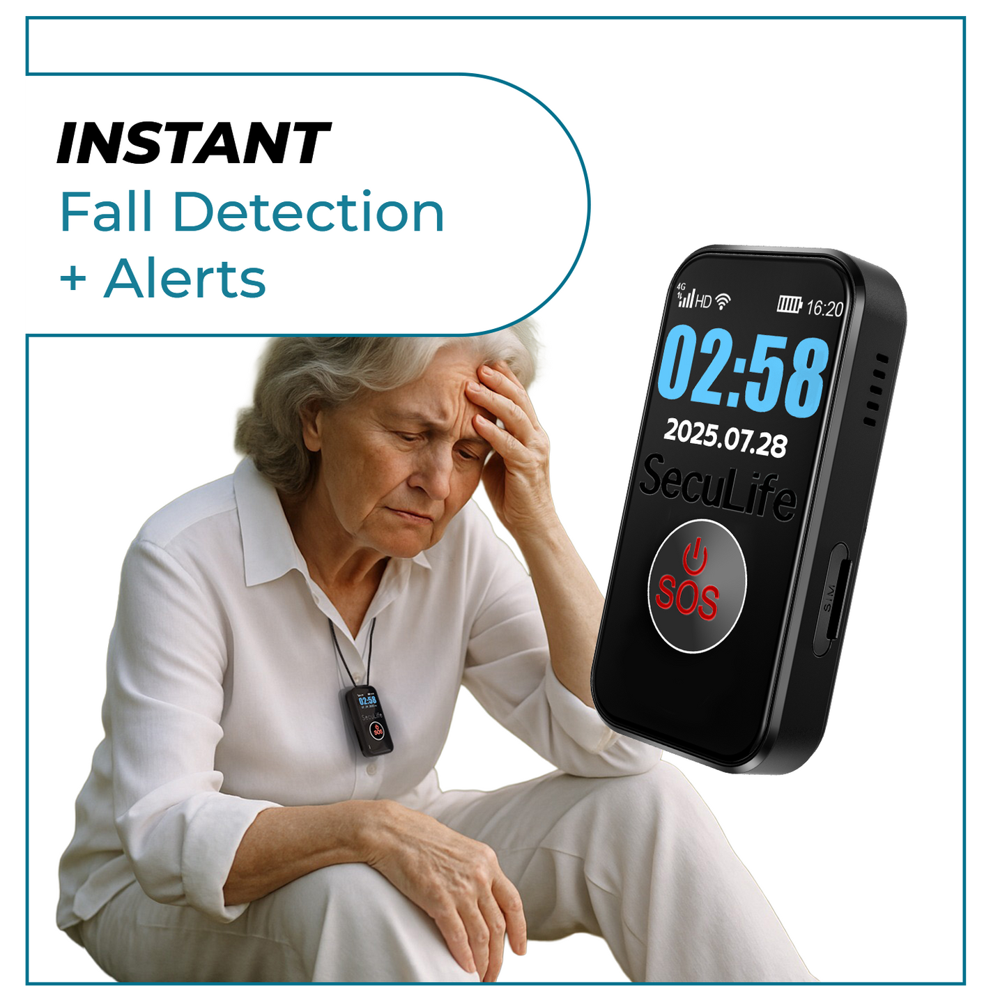 SecuLife Wearable Life Alert Medical Pendant