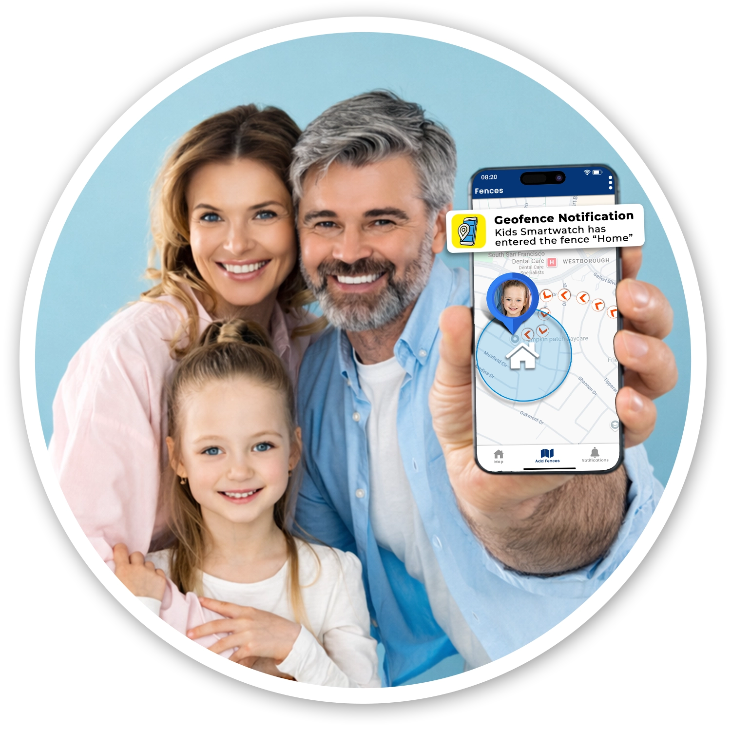 SecuLife kids GPS smartwatch parental control mobile app with live location
tracking, geofence alerts, SOS emergency button, and safe voice calling for children
without social media