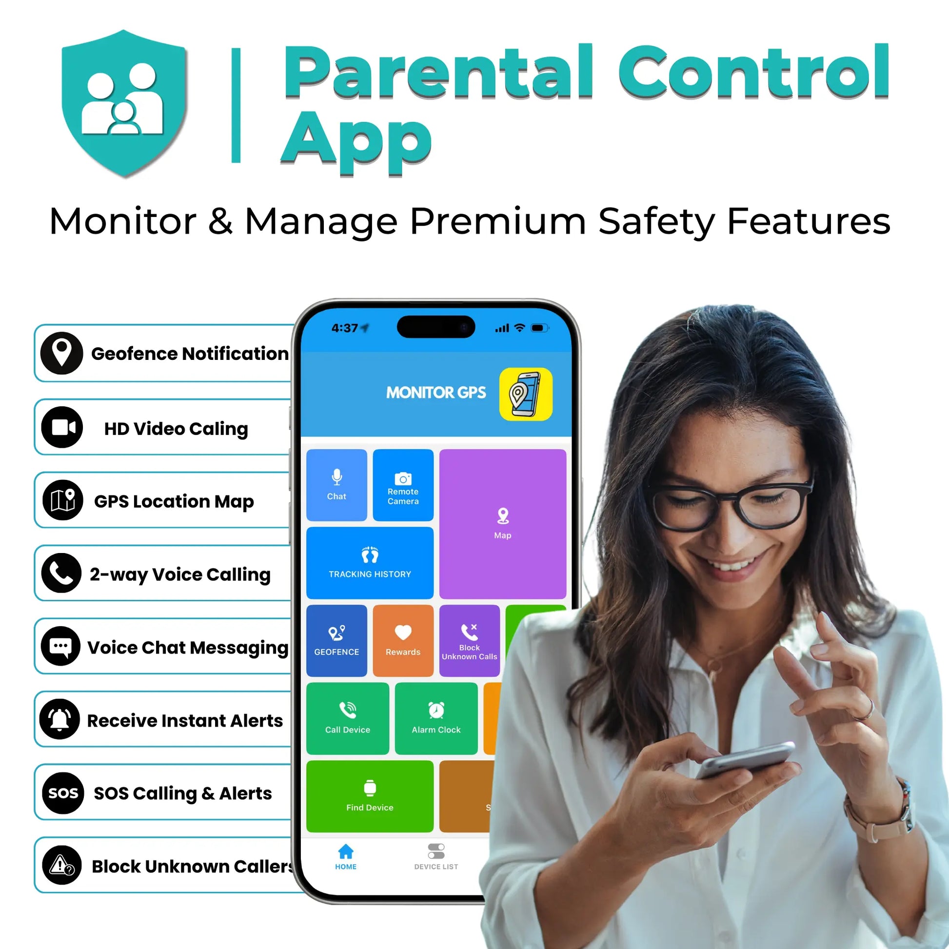 Parental control app for kids smartwatch with GPS tracking, geofence alerts, and
real-time child monitoring for family safety
