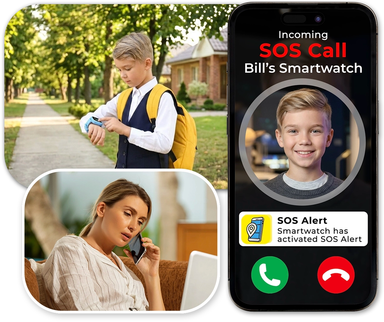 Kids GPS smartwatch with SOS emergency button, instant SMS alerts, auto calling
emergency contacts and live location tracking updates every minute for child safety