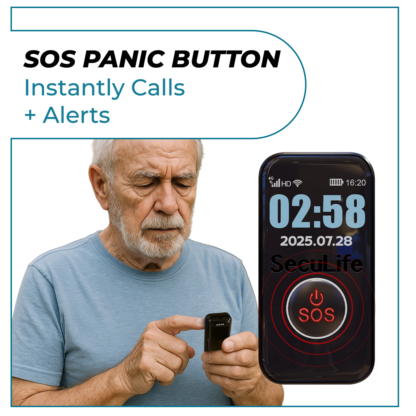 SecuLife Wearable Life Alert Medical Pendant