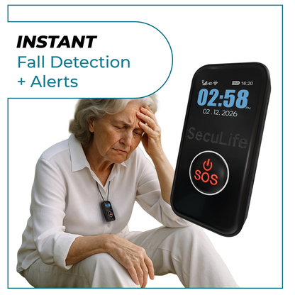 Easy to use senior fall alert medical device with GPS tracking, automatic fall
detection, SOS emergency call and affordable no contract monitoring