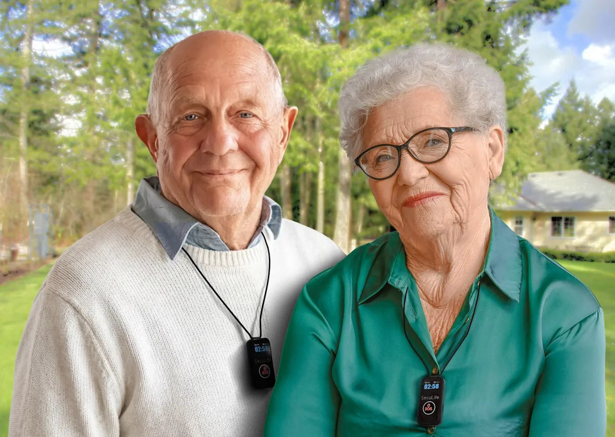 Medical safety wearable with fall detection, SOS emergency alerts, and real-time GPS tracking to protect elderly loved ones living alone with caregiver mobile app monitoring